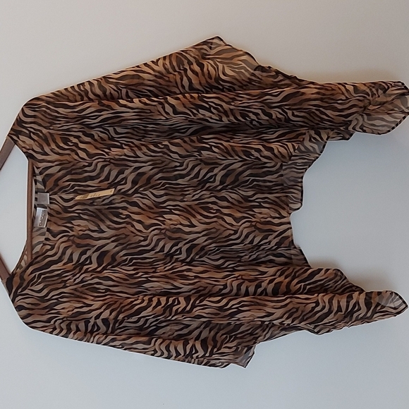 NWT Chico's 100% Silk Sheer Animal/Tiger Print Ponch Size M/L - Picture 1 of 4